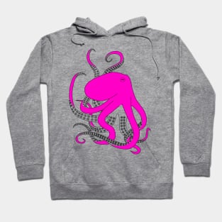 Hand drawn illustration of a pink octopus Hoodie